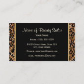 Elegant Black and Gold Leopard Hair Salon Business Card (Back)