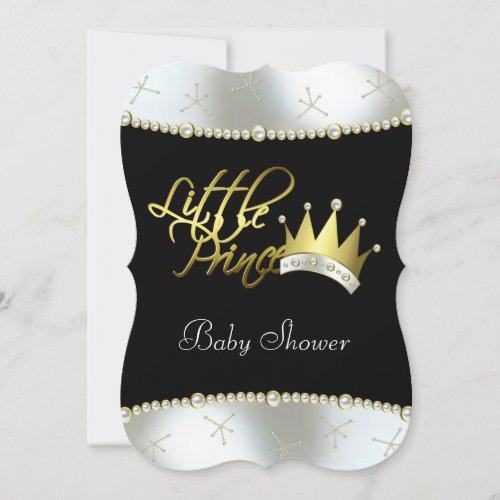 Elegant Black and Gold Little Prince Baby Shower Invitation