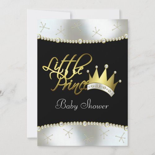 Elegant Black and Gold Little Prince Baby Shower Invitation