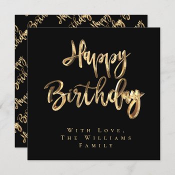 Elegant Black And Gold Look Script Happy Birthday Holiday Card by YourSparklingShop at Zazzle