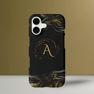 Elegant Black and Gold Luxury Monogram iPhone 17 Case