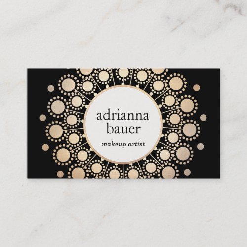 Elegant Black and Gold Mandala Beauty Salon Business Card