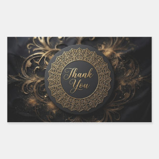 Elegant Black and Gold Mandala Thank You Sticker