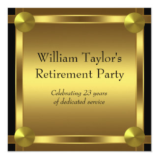 Elegant Black and Gold Mans Retirement Party Card