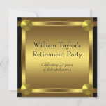 Elegant Black And Gold Mans Retirement Party Invitation at Zazzle