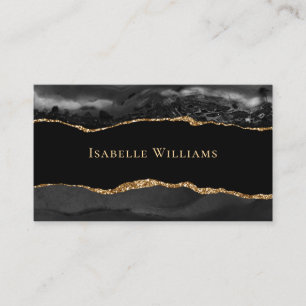 Elegant Black And Gold Marble Agate Business Card