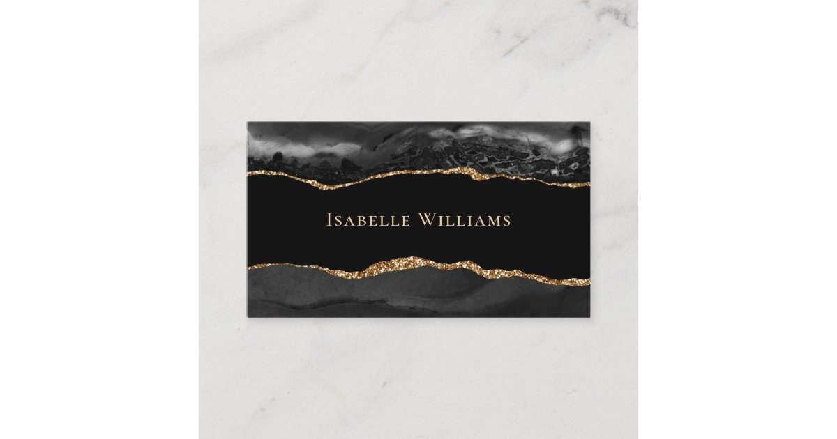 Elegant Black And Gold Marble Agate Business Card | Zazzle