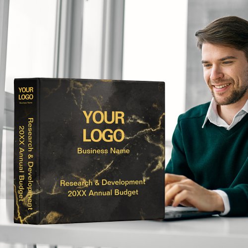 Elegant Black and Gold Marble Business Budget 3 Ring Binder