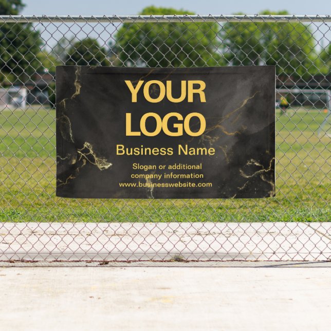 Elegant Black and Gold Marble Business Slogan Banner (Insitu)