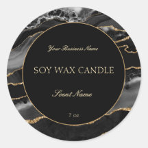 Elegant Black and Gold Marble Candle Product Label