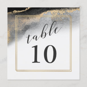 Elegant Black and Gold Marble Table Number