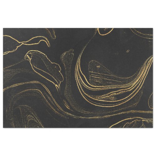 Elegant Black and Gold Marble Tissue Paper