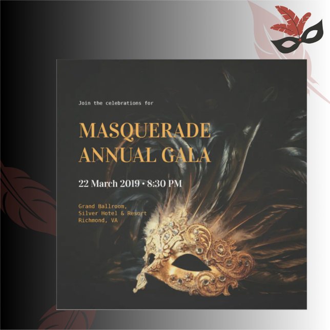 Elegant Black and Gold Masquerade Gala Invitation (Creator Uploaded)