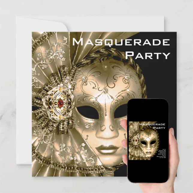 Elegant Black And Gold Masquerade Party Invitation Zazzle