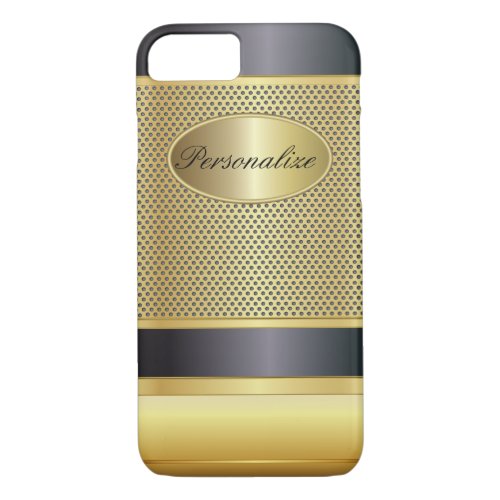 Elegant Black and Gold Metal Design iPhone 87 Case