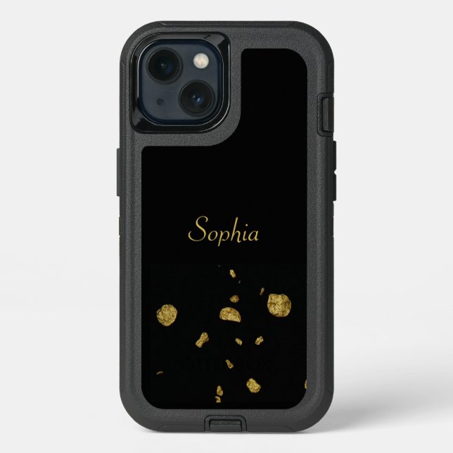Elegant Black and Gold Metallic Coin Otterbox iPhone Case (Back)