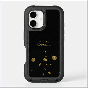 Elegant Black and Gold Metallic Coin iPhone 16 Pro Case