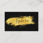 Elegant Black And Gold Metallic Foil Paint Stroke Business Card at Zazzle