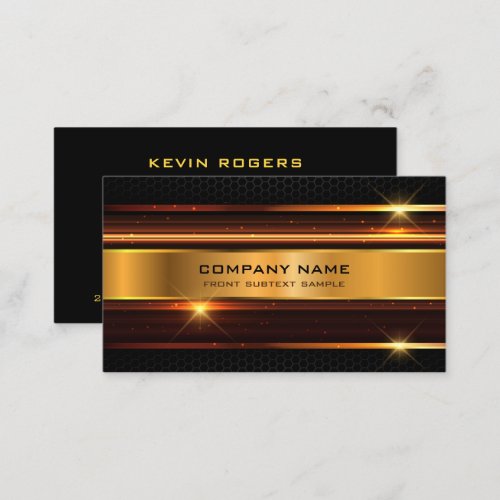 Elegant black and gold metallic geometric design business card