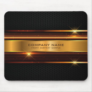 Elegant black and gold metallic geometric design mouse pad
