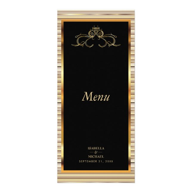 Elegant Black and Gold Metallic  - Menu (Front)