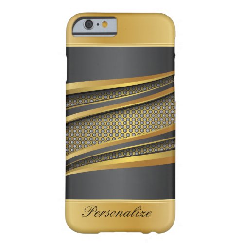 Elegant Black and Gold Metallic Mesh Design Barely There iPhone 6 Case