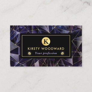 Elegant Black and Gold Midnight Crystal Galaxy Business Card