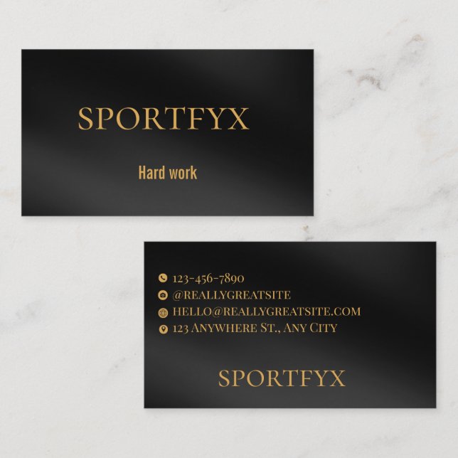 Elegant Black and Gold Minimalist Business Card |  (Front/Back)
