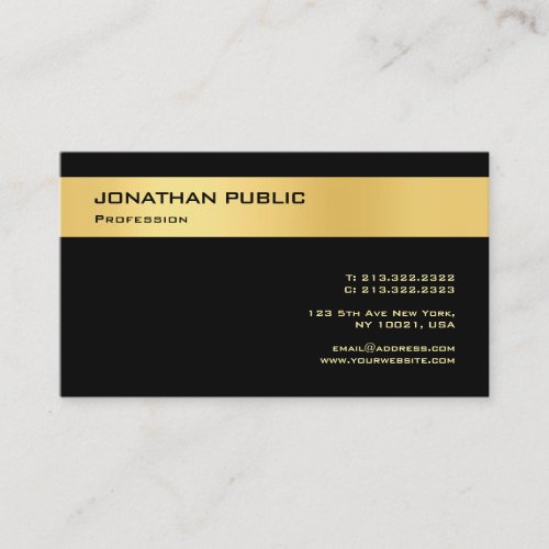 Elegant Black And Gold Modern Minimalist Template Business Card