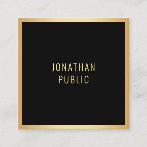 Elegant Black And Gold Modern Minimalist Template Square Business Card