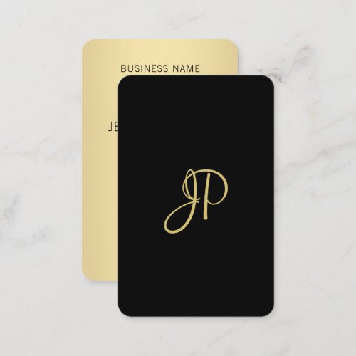 Elegant Black And Gold Modern Monogram Template Business Card