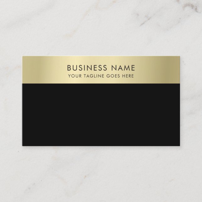 Elegant Black And Gold Modern Simple Template Chic Business Card (Front)