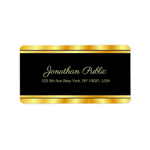 Elegant Black And Gold Modern Template Handwritten Label