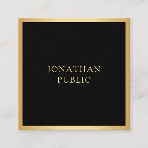 Elegant Black And Gold Modern Template Simple Square Business Card