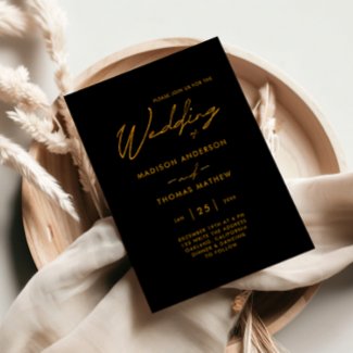 Elegant Black and Gold Modern Typography Wedding