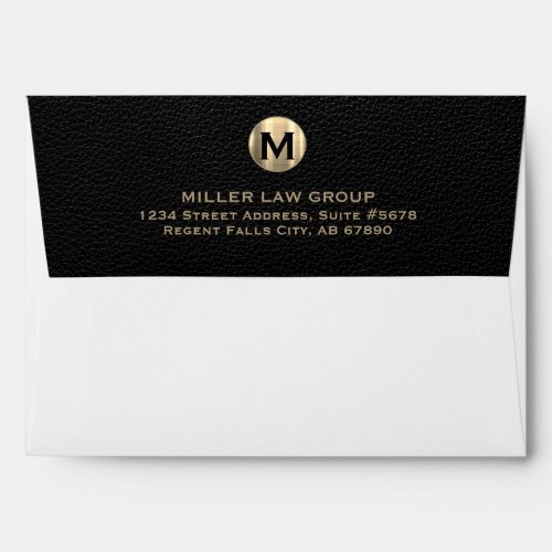 Elegant Black and Gold Monogram Address Envelope