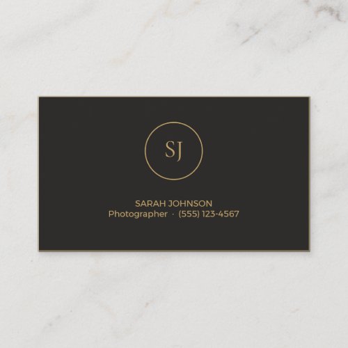 Elegant Black and Gold Monogram Business Card