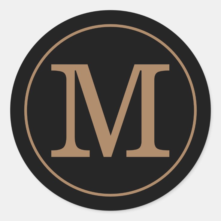 Elegant Black and Gold Monogram Classic Round Sticker Zazzle