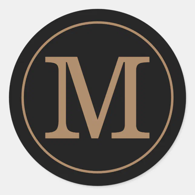 Elegant Black and Gold Monogram Classic Round Sticker | Zazzle