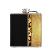 Elegant Black and Gold Monogram Leopard Hip Flask (Back)