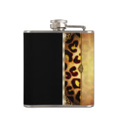 Elegant Black and Gold Monogram Leopard Hip Flask (Back)