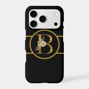 Elegant Black and Gold Monogram Letter "B" iPhone 17 Pro Case