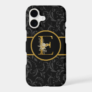 Elegant Black and Gold Monogram Letter "E" iPhone 17 Case