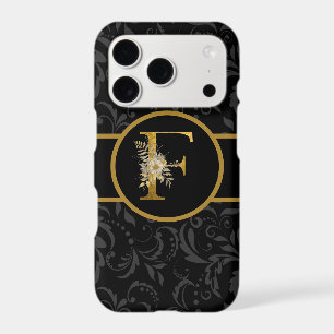 Elegant Black and Gold Monogram Letter "F" iPhone 17 Pro Case