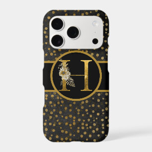 Elegant Black and Gold Monogram Letter "H' iPhone 17 Pro Case