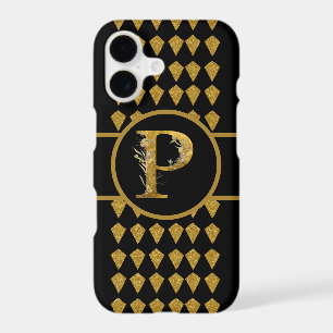Elegant Black and Gold Monogram Letter "P" iPhone 17 Case