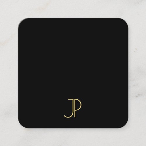 Elegant Black And Gold Monogram Modern Template Square Business Card