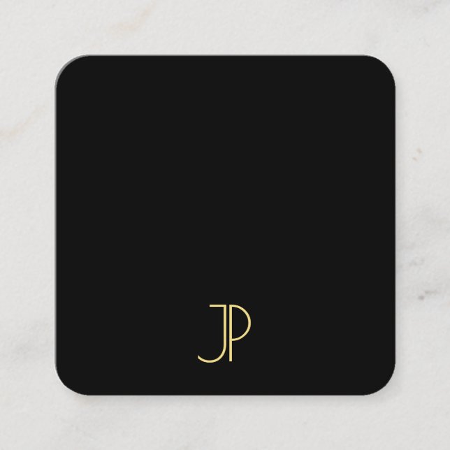 Elegant Black And Gold Monogram Modern Template Square Business Card (Front)