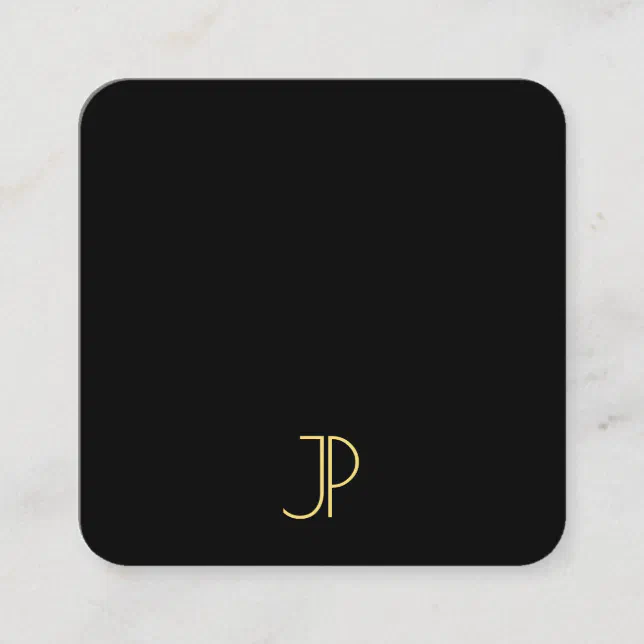 Elegant Black And Gold Monogram Modern Template Square Business Card ...
