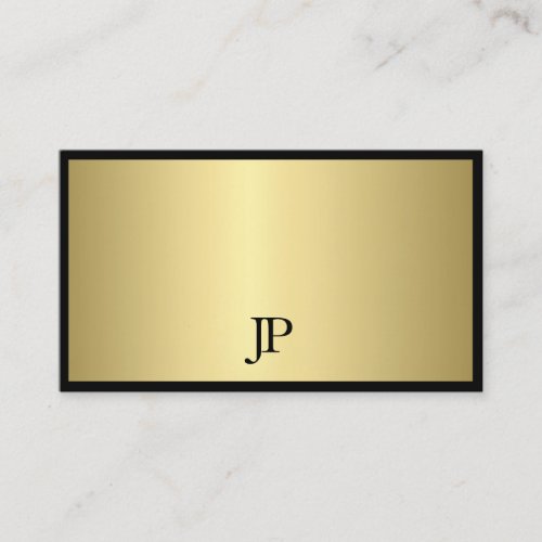 Elegant Black And Gold Monogram Plain Modern Glam Business Card